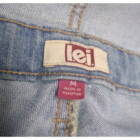 LEI Overall Denim Y2K Juniors Medium Light Wash Faded Laps Overall Blue M VTG - Picture 11 of 13